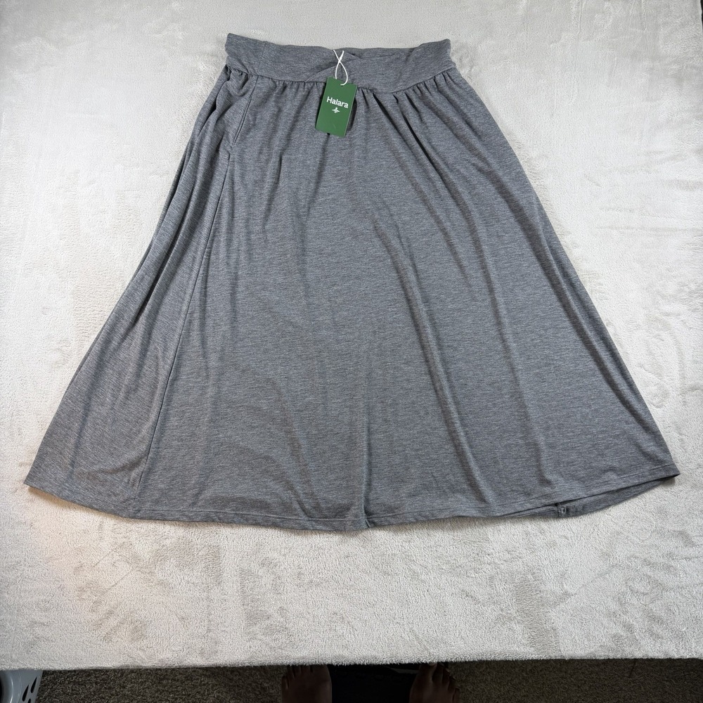 Halara Maxi‎ Skirt Crossover Waist Women L Gray Poly Viscose Built-in Shorts